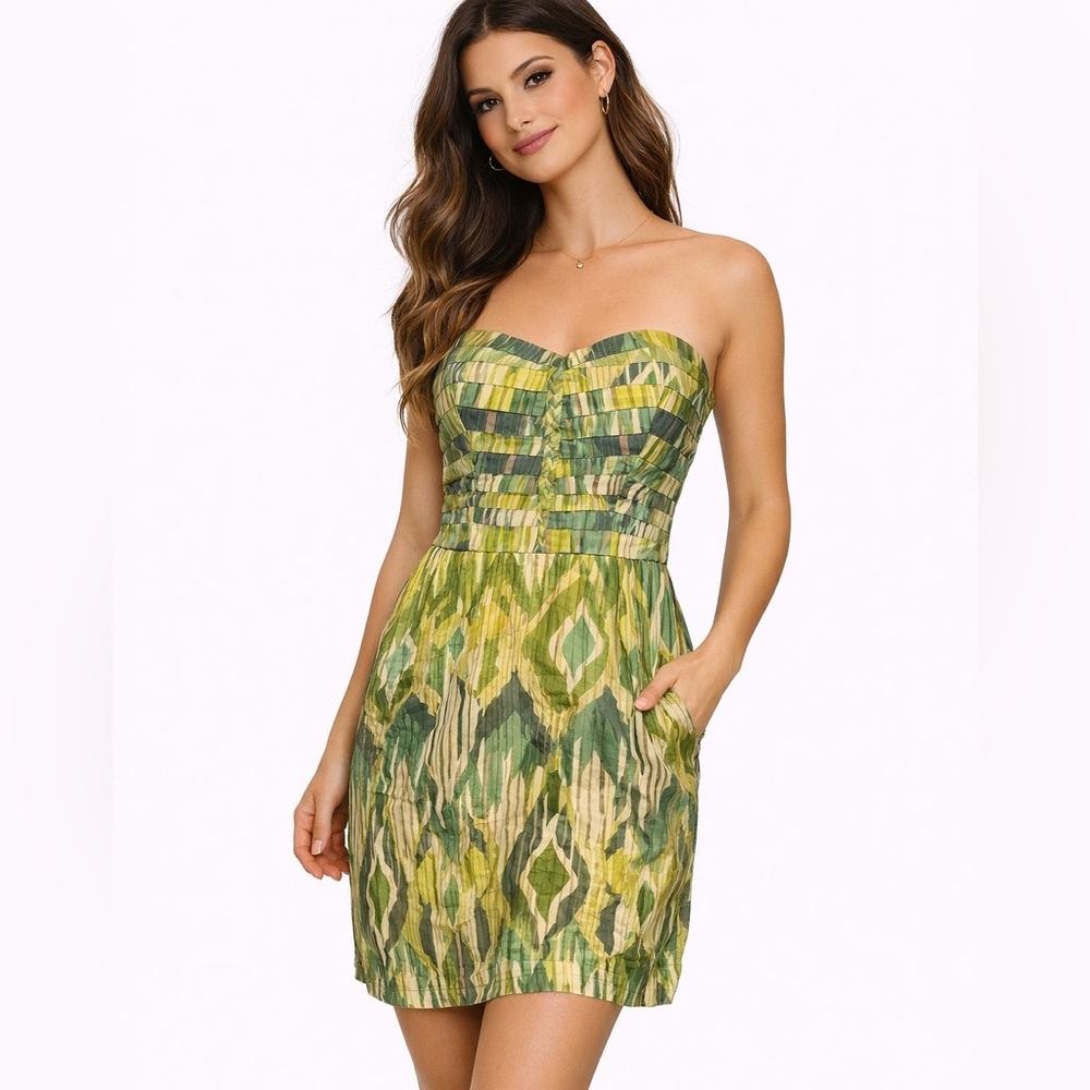 Charlie Jade Green Strapless Pleated Mini Dress – Women’s‎ Small